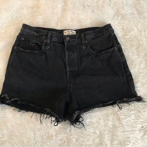 Free People We the Free distressed high waisted mom jean shorts black denim 31